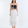 Checkmate Checkerboard Corset Top with White Cloud Layered Tulle Skirt