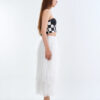 Checkmate Checkerboard Corset Top with White Cloud Layered Tulle Skirt