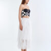 Checkmate Checkerboard Corset Top with White Cloud Layered Tulle Skirt
