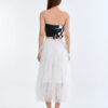 Checkmate Checkerboard Corset Top with White Cloud Layered Tulle Skirt