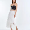 Checkmate Checkerboard Corset Top with White Cloud Layered Tulle Skirt