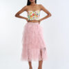 Secret Garden Floral Corset Top with Pink Romance Layered Tulle Skirt