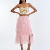 Secret Garden Floral Corset Top with Pink Romance Layered Tulle Skirt
