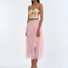 Secret Garden Floral Corset Top with Pink Romance Layered Tulle Skirt