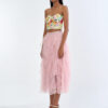 Secret Garden Floral Corset Top with Pink Romance Layered Tulle Skirt