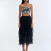Wild Instinct﻿ Abstract Zebra Corset Top with Black Swan Layered Tulle Skirt