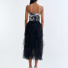 Wild Instinct﻿ Abstract Zebra Corset Top with Black Swan Layered Tulle Skirt