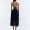 Wild Instinct﻿ Abstract Zebra Corset Top with Black Swan Layered Tulle Skirt