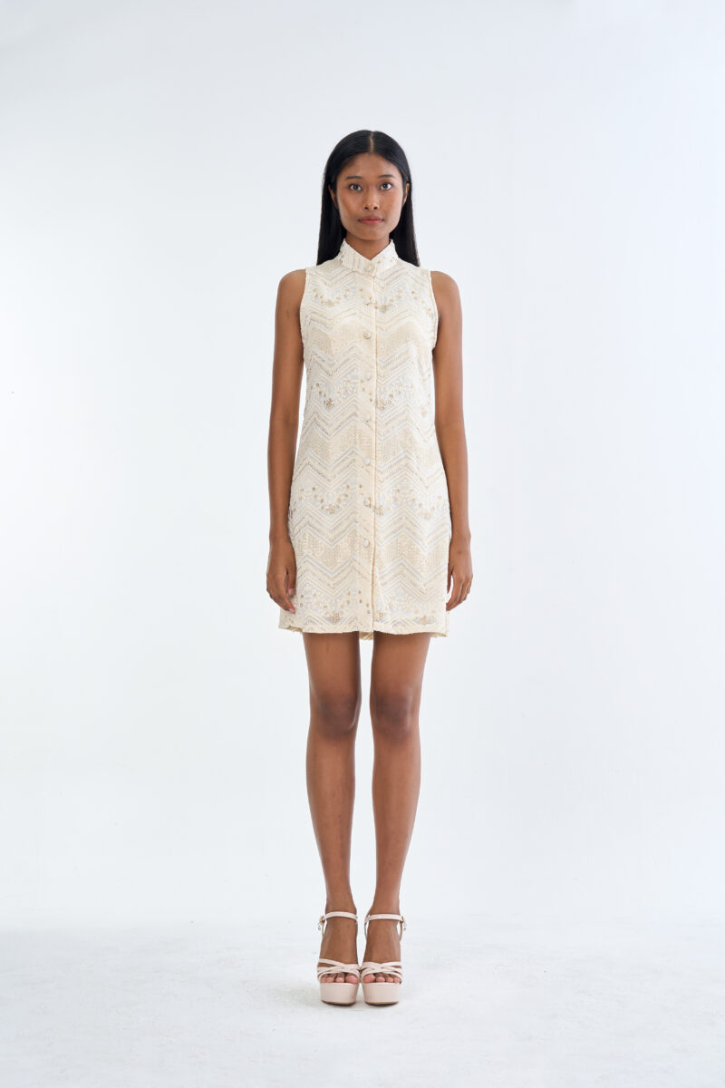 Golden Lace Cheongsam Dress