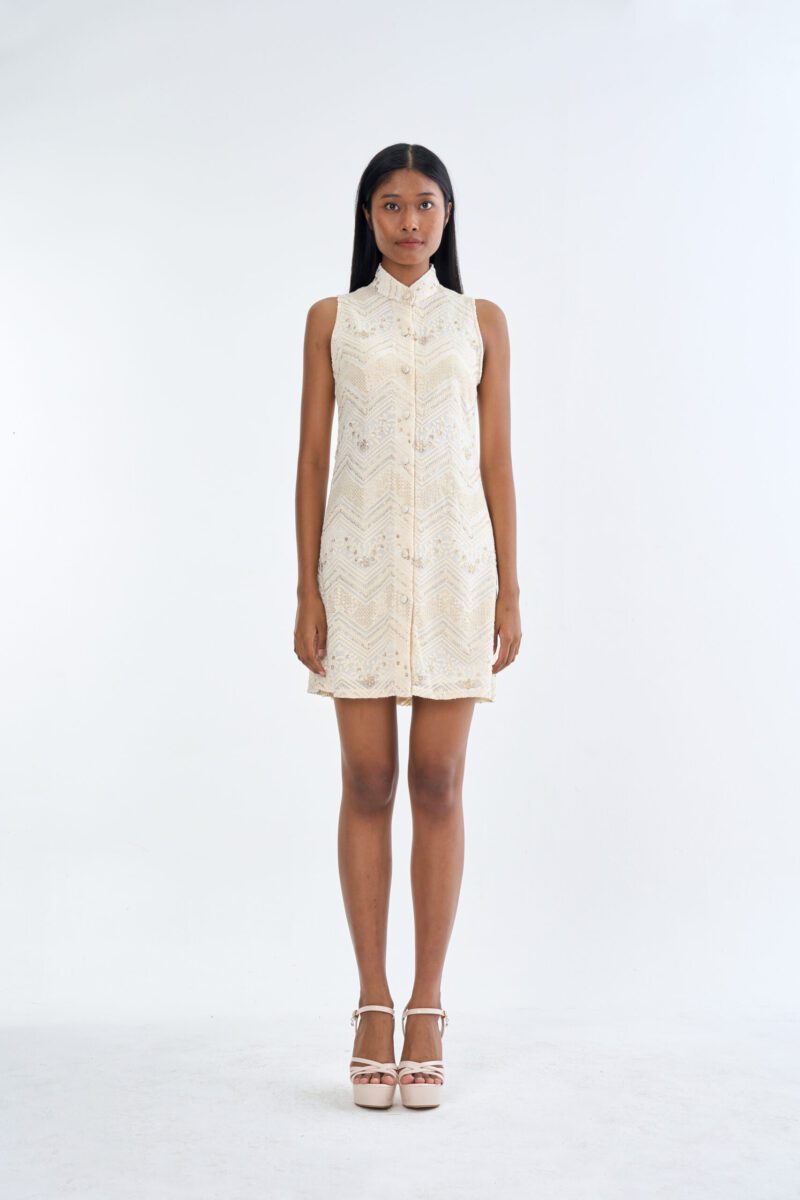 Golden Lace Cheongsam Dress