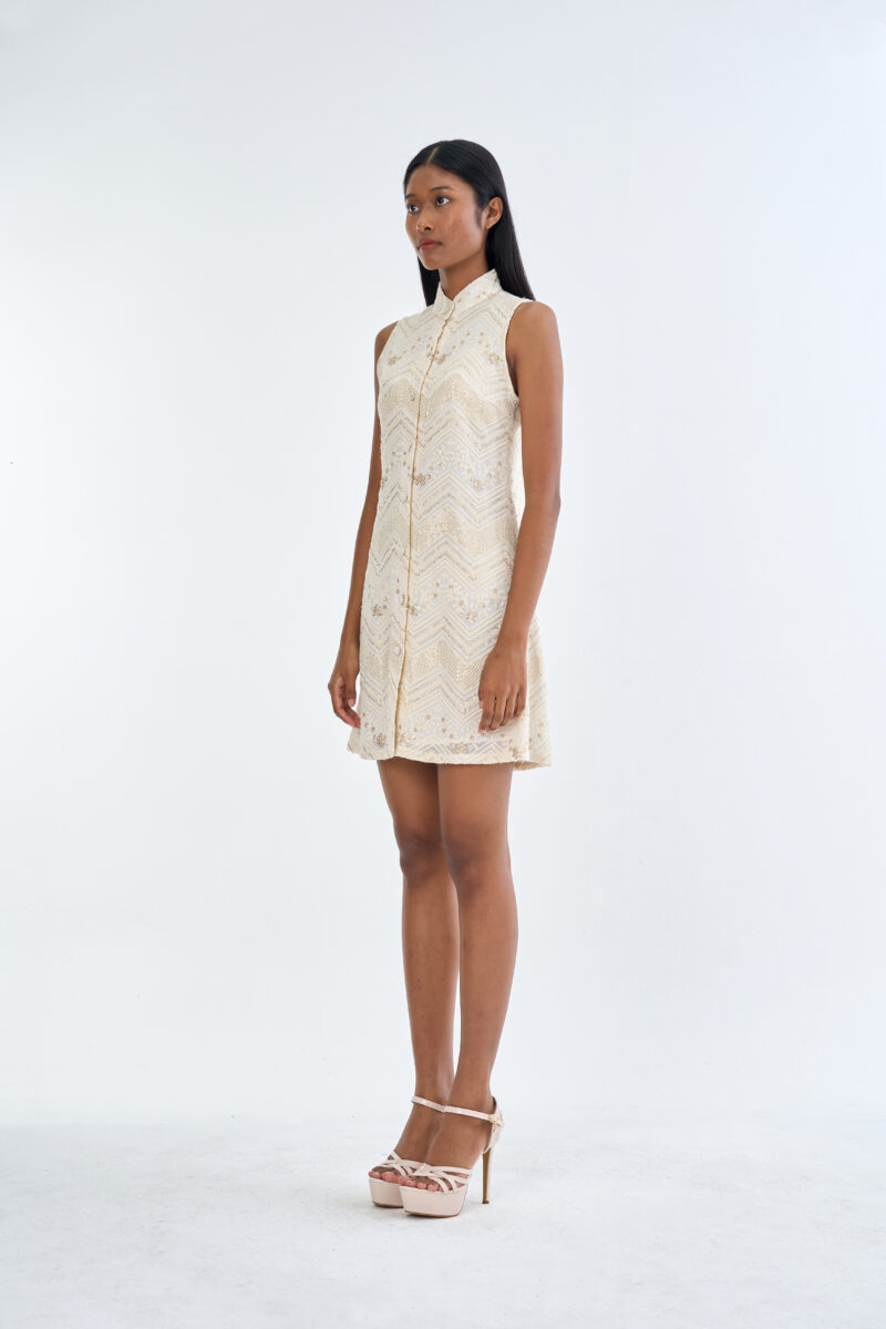 Golden Lace Cheongsam Dress
