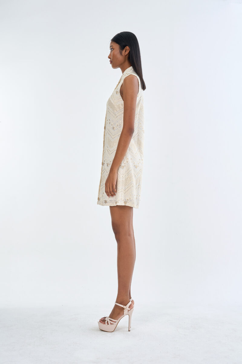 Golden Lace Cheongsam Dress