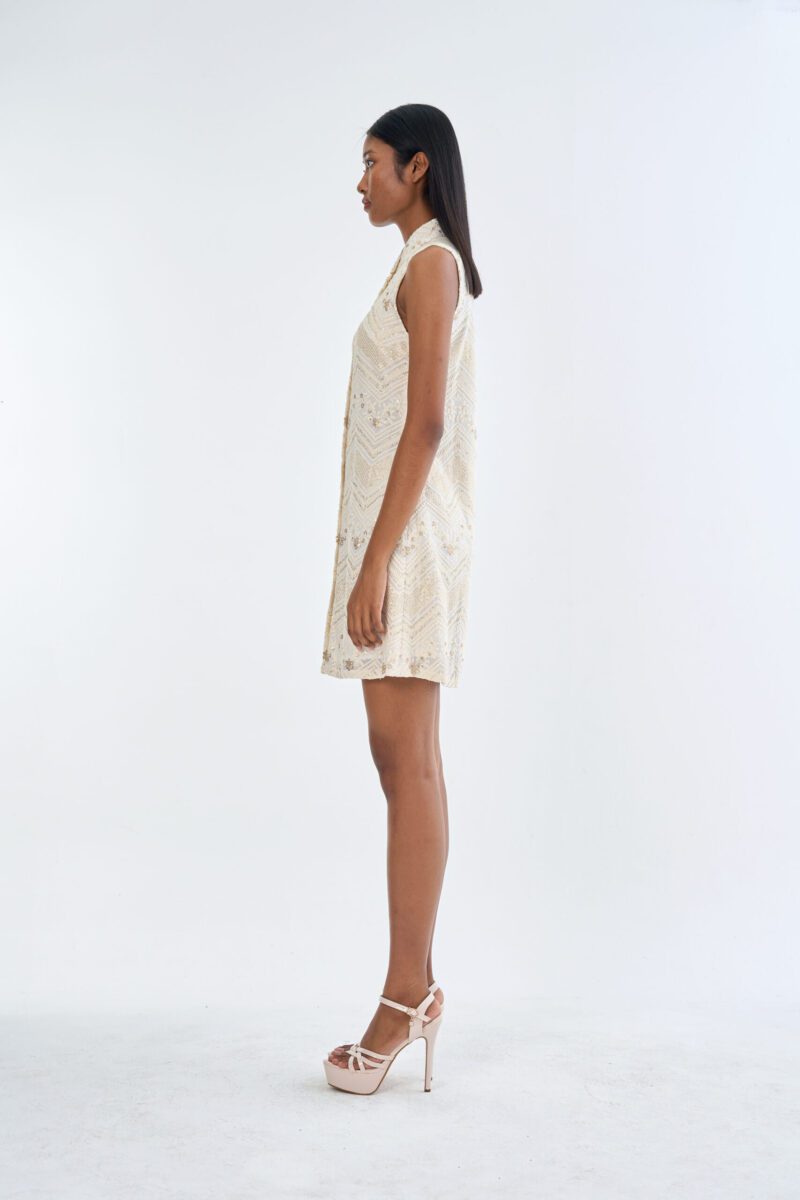 Golden Lace Cheongsam Dress