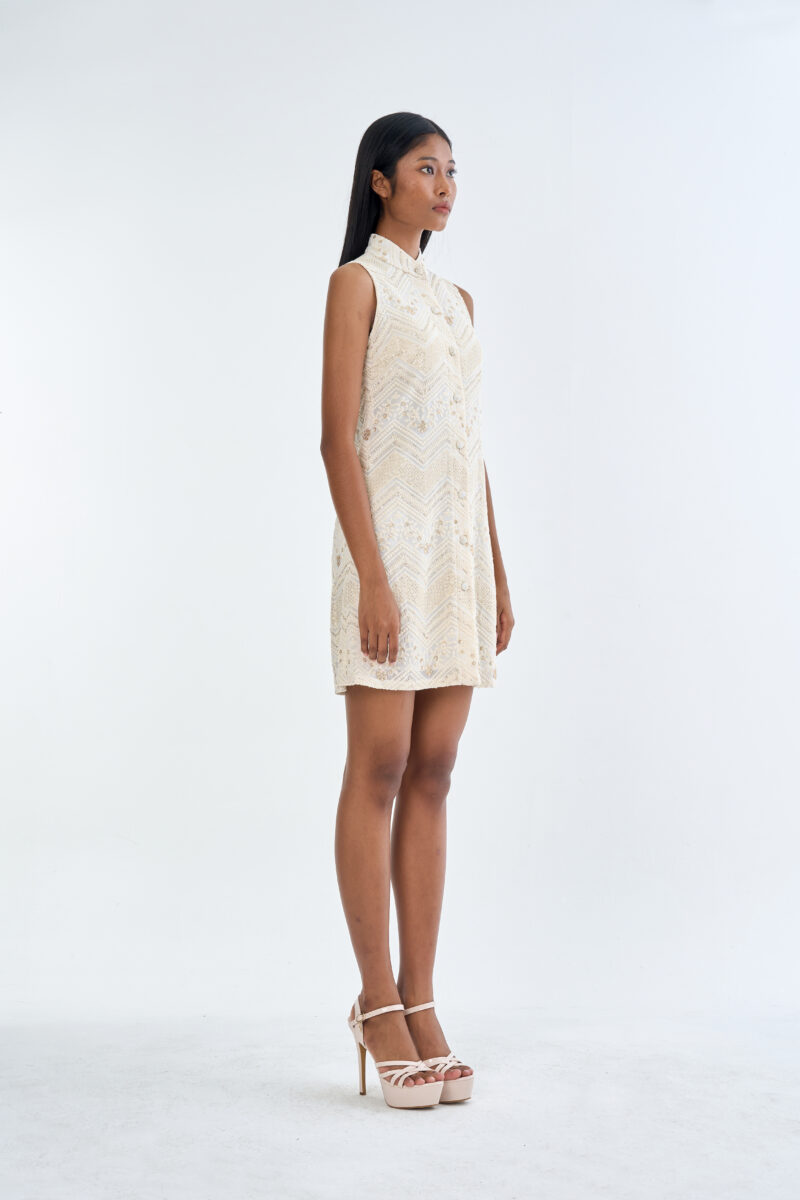 Golden Lace Cheongsam Dress