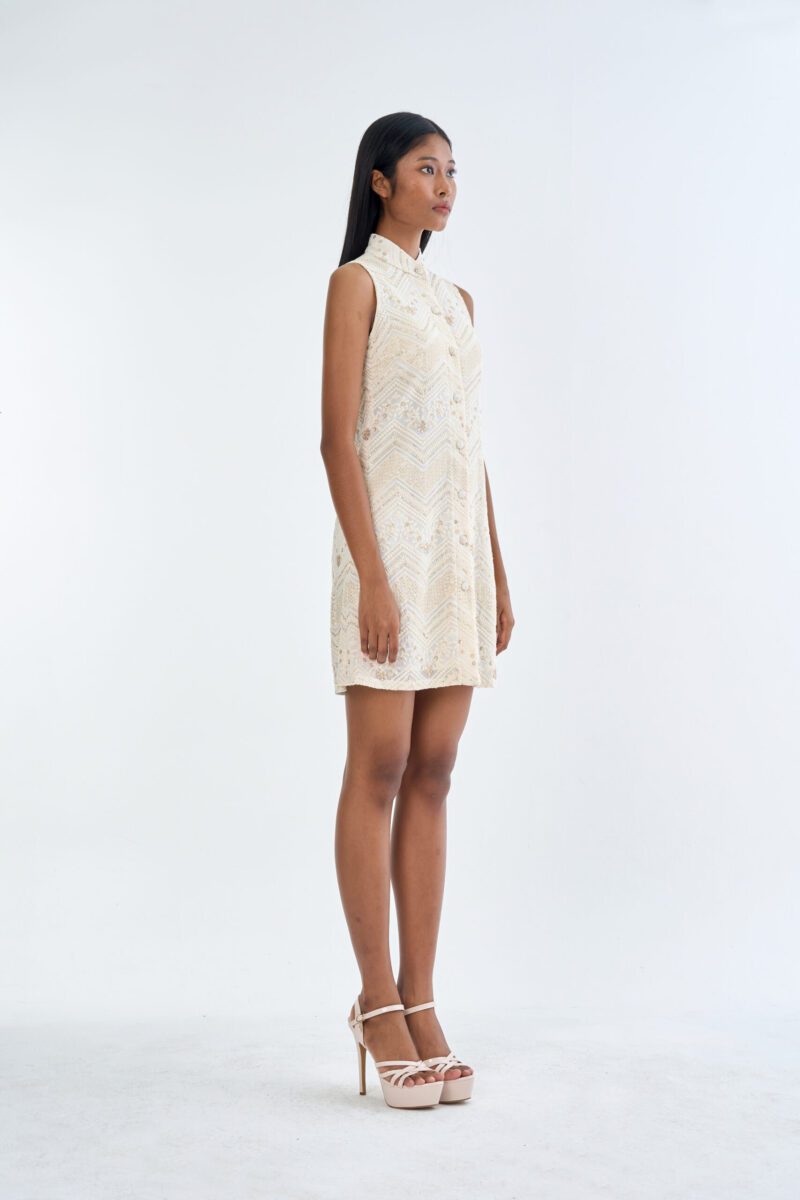 Golden Lace Cheongsam Dress