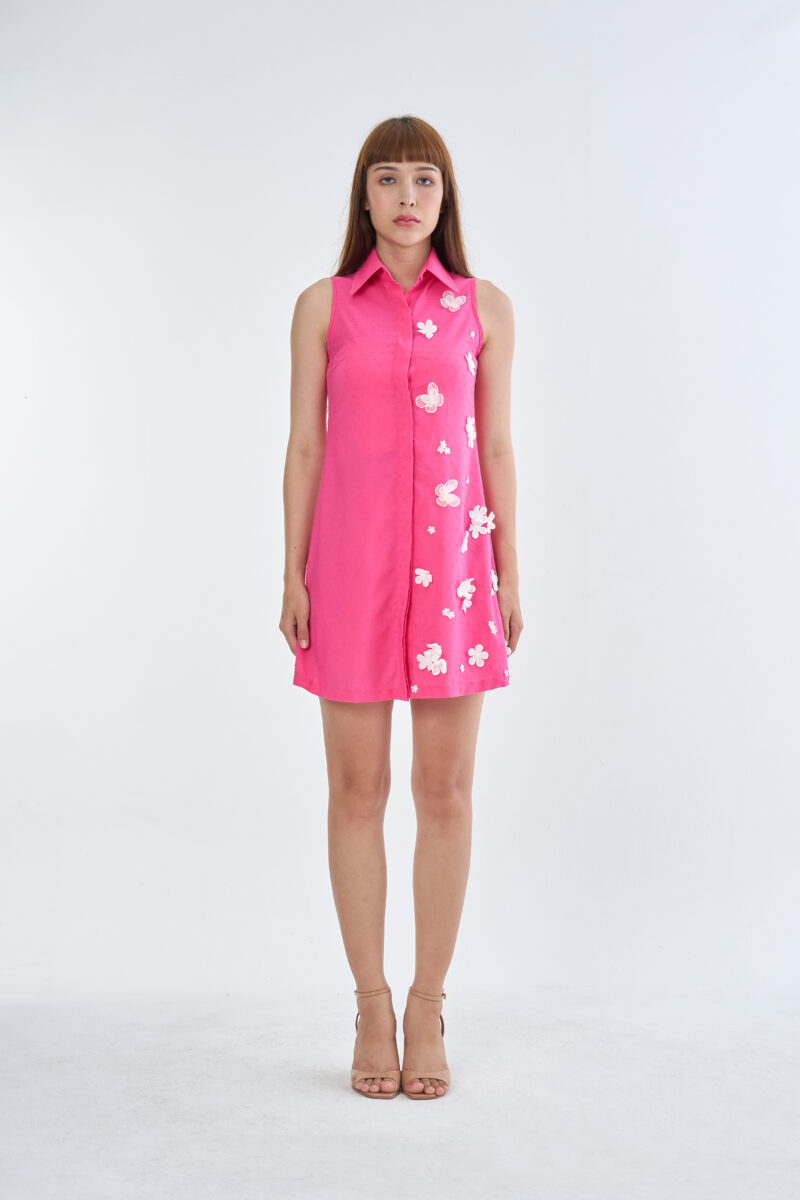 Cherry Blossom﻿ Embroidered Shirt Dress