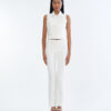 White Jacket Sleeveless with White Bootcut Pants