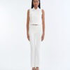 White Jacket Sleeveless with White Bootcut Pants