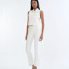 White Jacket Sleeveless with White Bootcut Pants
