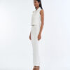 White Jacket Sleeveless with White Bootcut Pants