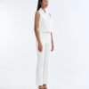 White Jacket Sleeveless with White Bootcut Pants