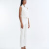 White Jacket Sleeveless with White Bootcut Pants