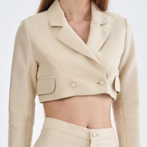 Cream Tailored Crop Suit