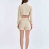 Cream Tailored Crop Suit with Short Pants