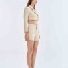 Cream Tailored Crop Suit with Short Pants