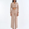Taupe Tailored Crop Suit with Long Pants