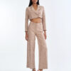 Taupe Tailored Crop Suit with Long Pants