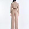 Taupe Tailored Crop Suit with Long Pants