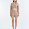 Taupe Tailored Crop Suit with Short Pants