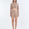 Taupe Tailored Crop Suit with Short Pants