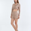 Taupe Tailored Crop Suit with Short Pants