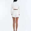 White Crop Blazer & Shorts Set - Premium Cotton Suit
