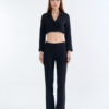 Black Tailored Crop Suit with Long Pants