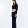 Black Tailored Crop Suit with Long Pants