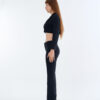 Black Tailored Crop Suit with Long Pants