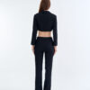 Black Tailored Crop Suit with Long Pants