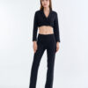 Black Tailored Crop Suit with Long Pants