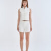 White Wing Collar Sleeveless Tops with Short Pants
