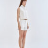 White Wing Collar Sleeveless Tops with Short Pants
