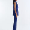 Royal Blue Long Wing Collar Sleeveless Tops with Long Pants