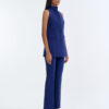 Royal Blue Long Wing Collar Sleeveless Tops with Long Pants