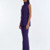 Royal Purple Long Wing Collar Sleeveless Tops with Long Pants