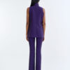 Royal Purple Long Wing Collar Sleeveless Tops with Long Pants
