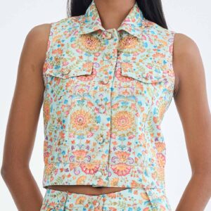 Indian Floral Medallion Jacket Sleeveless