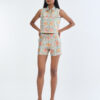Indian Floral Medallion Jacket Sleeveless with Short Pants
