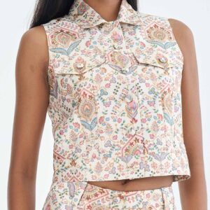Indian Paisley Pink Pastel Jacket Sleeveless